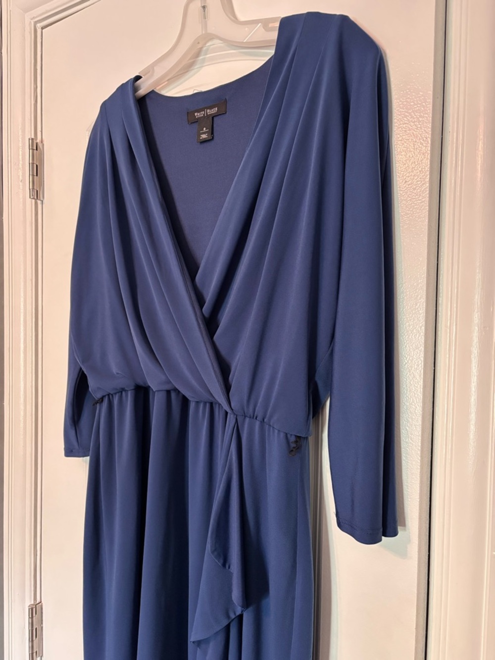WHBM Blue Wrap Dress Size 8 Faux Wrap Ruffle Sleeve Career Size 8 - Picture 4 of 17